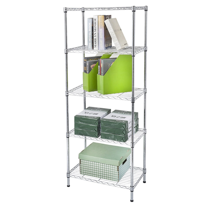 Hommoo 5 Tier Storage Rack, Heavy Duty Storage Shelving Unit, Metal Organizer Wire Rack Shelving, Iron Shelf Image 1