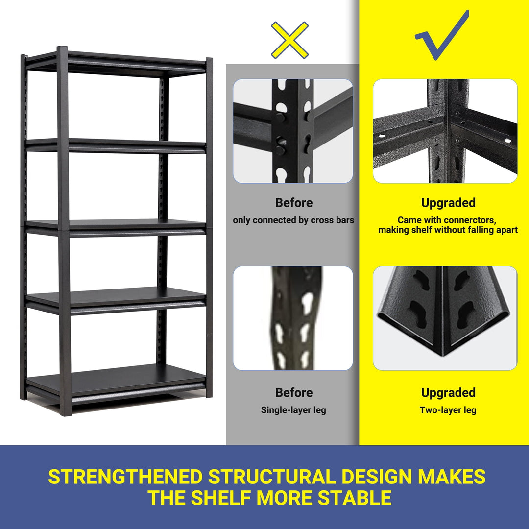 Hommoo Metal Storage Shelves, Industrial Strength, Double Layer, Narrow Width, Space Saving, 31.5"L x 15.75"W x 63"H Image 2