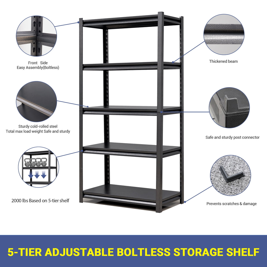 Hommoo Metal Storage Shelves, Industrial Strength, Double Layer, Narrow Width, Space Saving, 31.5"L x 15.75"W x 63"H Image 6