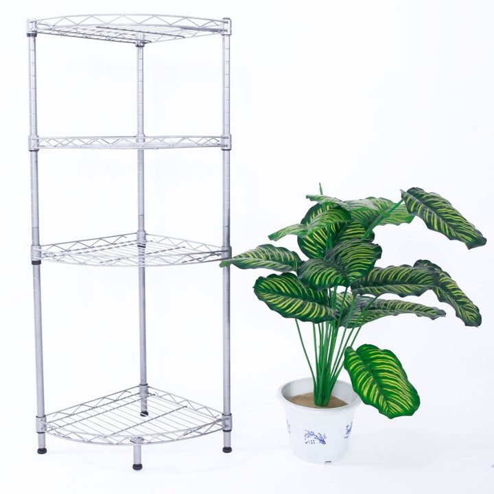 Hommoo 4-Tier Storage Rack, Fan-shaped Carbon Steel Metal Assembly, Garage Shelves and Racks Chrome Plated Iron Shelf - Image 2