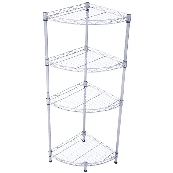 Hommoo 4-Tier Storage Rack, Fan-shaped Carbon Steel Metal Assembly, Garage Shelves and Racks Chrome Plated Iron Shelf - Image 5