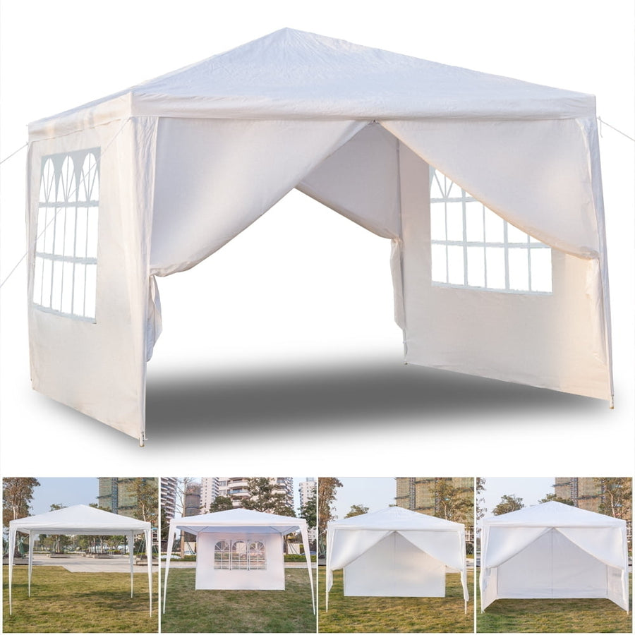 Hommoo 10 x 10 Easy Set up Canopy Tent Commercial Instant Tents Market stall with 4 Removable Sidewalls (White) Image 1