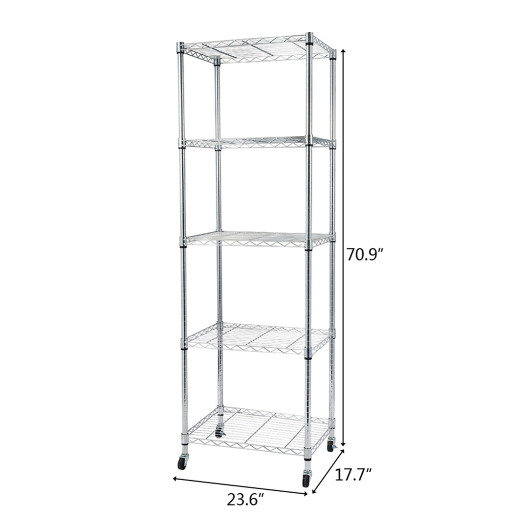 Hommoo 5 Tier Storage Rack, Heavy Duty Storage Shelving Unit, Metal Organizer Wire Rack Shelving, Storage Shelves Image 4