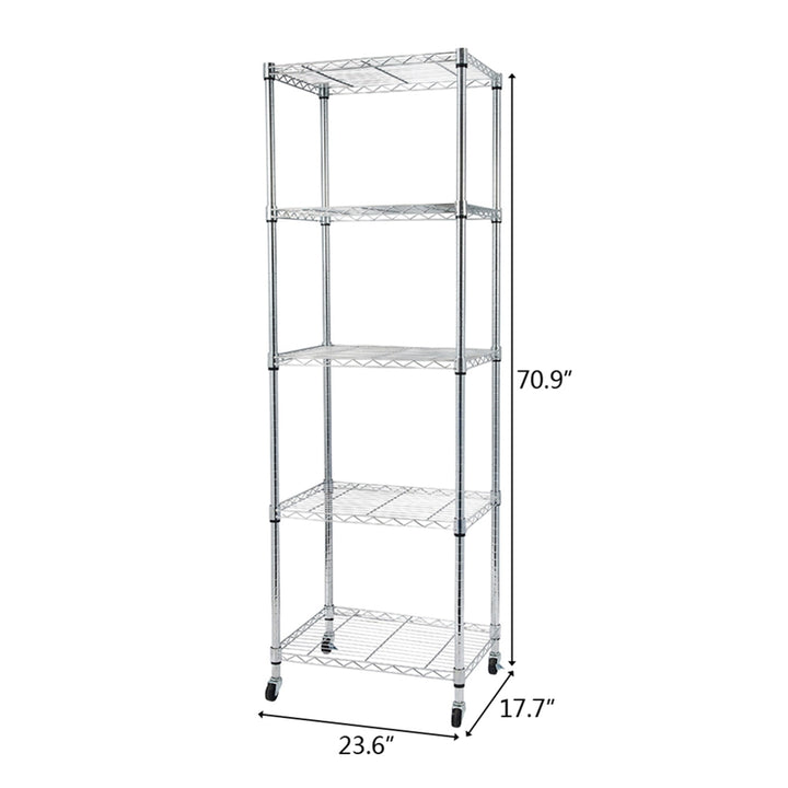 Hommoo 5 Tier Storage Rack, Heavy Duty Storage Shelving Unit, Metal Organizer Wire Rack Shelving, Storage Shelves Image 4