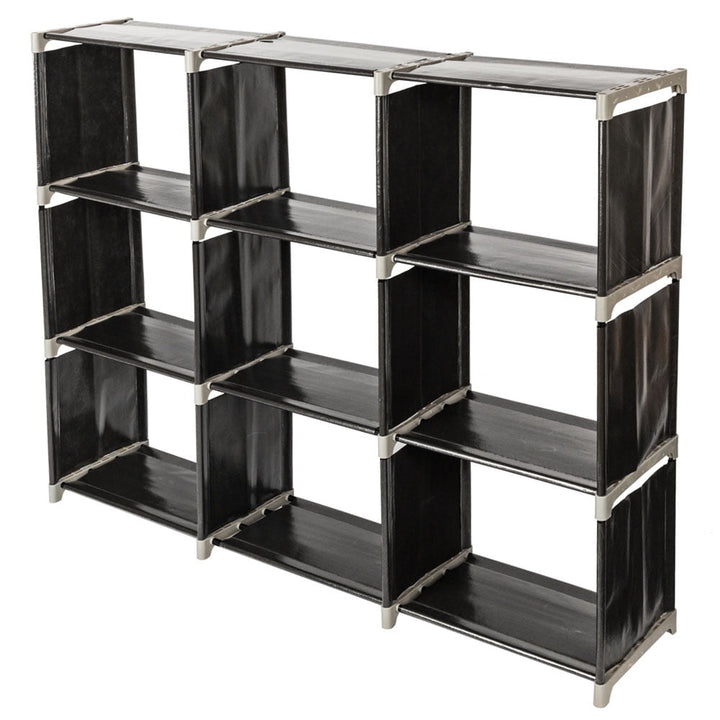 Hommoo 9 Cube Storage Organizer, DIY Plastic Shelves Units, Black Image 2