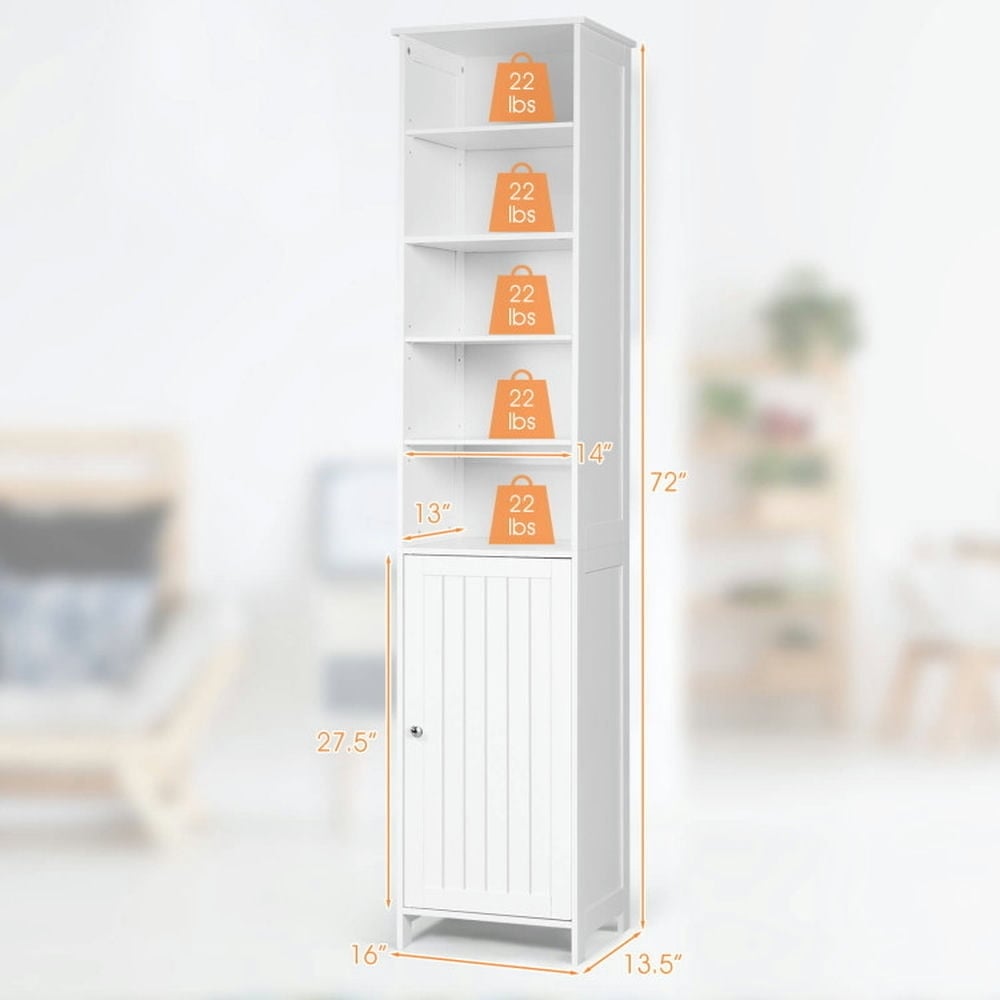 Hommoo 72 Inches Free Standing Tall Floor Bathroom Storage Cabinet-White, Bathroom Cabinets for Entryway Storage, Home Image 6