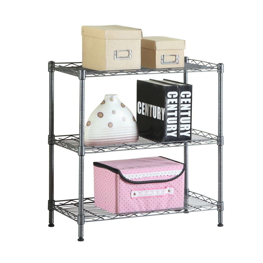 Hommoo 13.39"W x 23.22"D x 31.5"H 3-Shelf Unit, Black Image 1