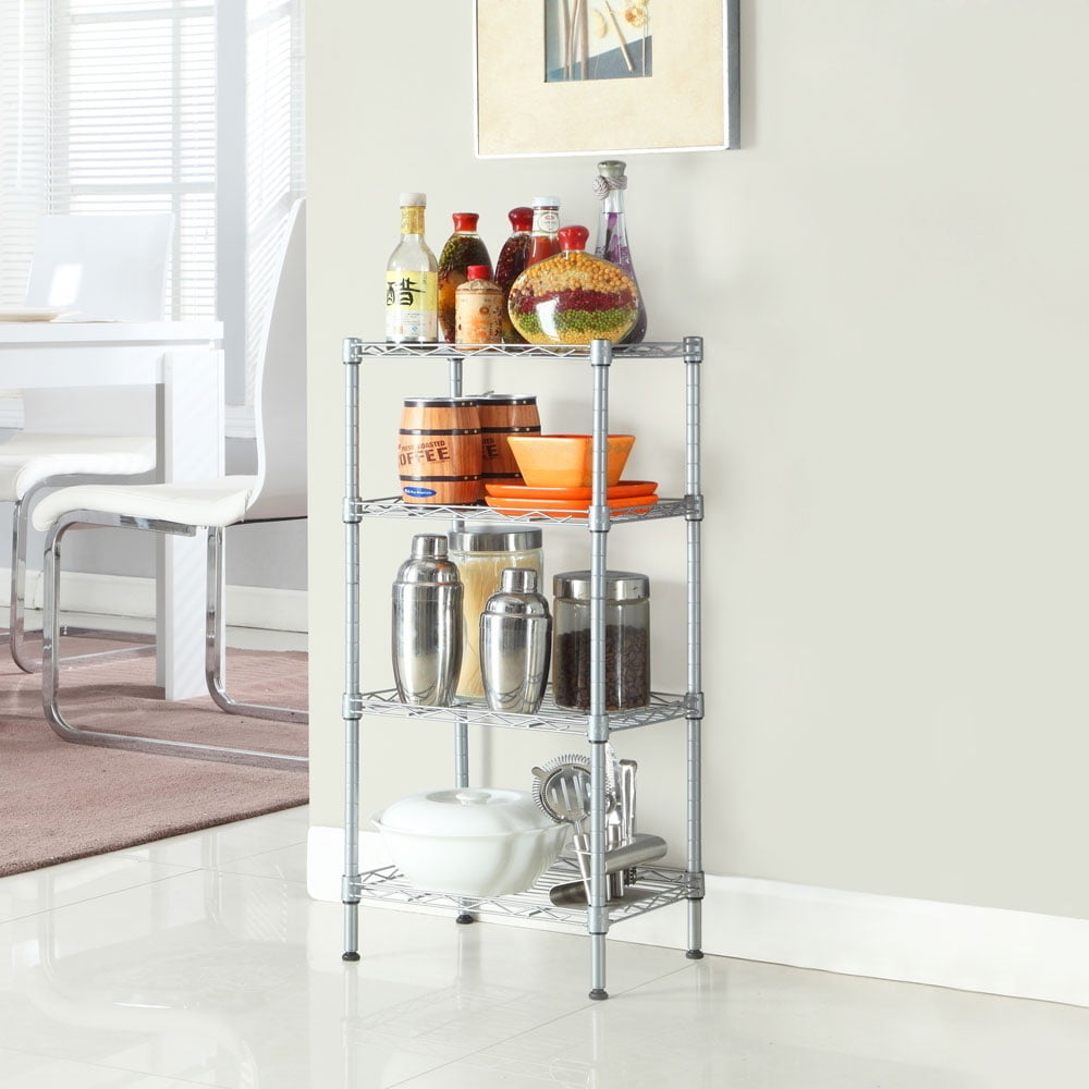 Hommoo 4 Shelf Rectangle Metal Storage Rack - Silver Gray Image 1