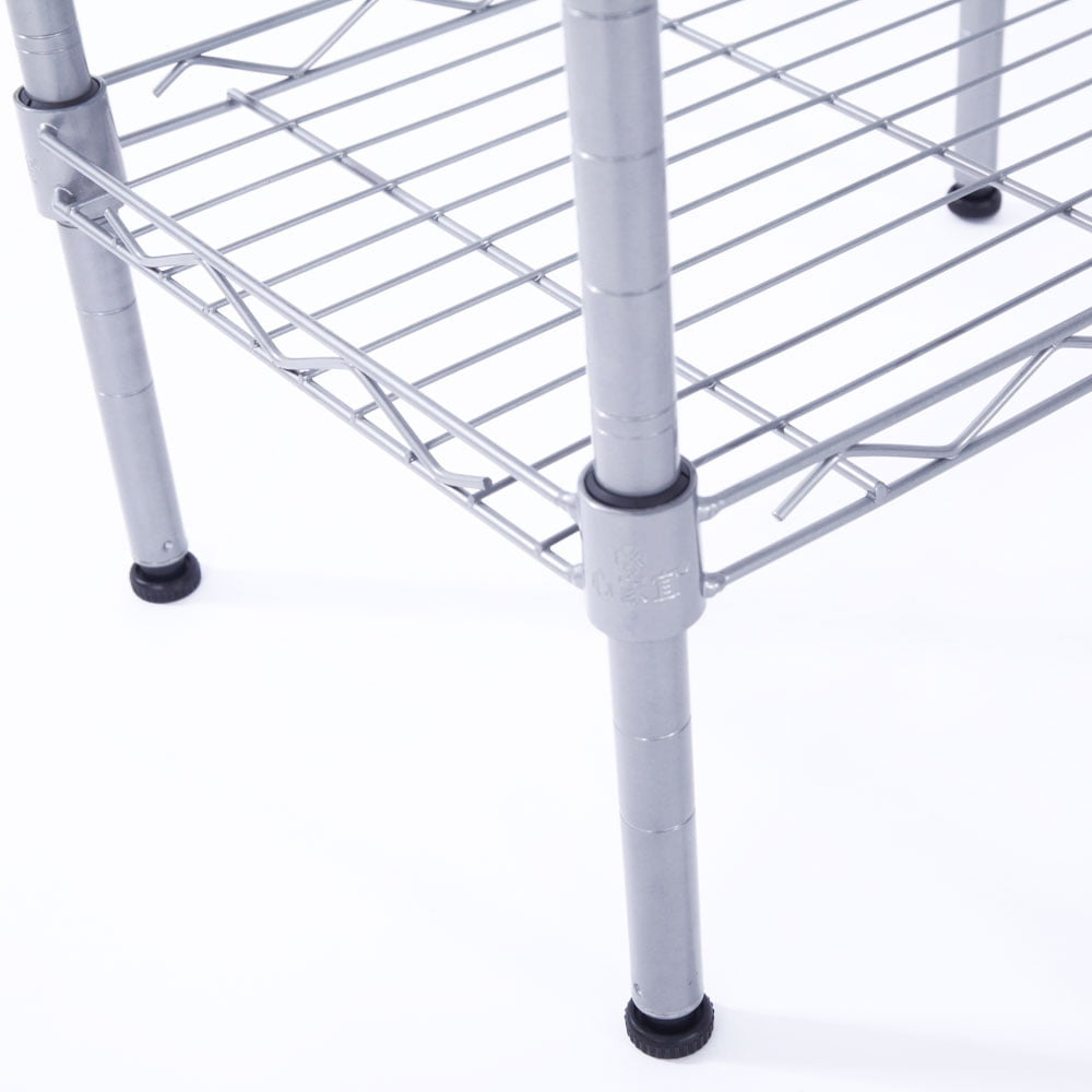 Hommoo 4 Shelf Rectangle Metal Storage Rack - Silver Gray Image 5