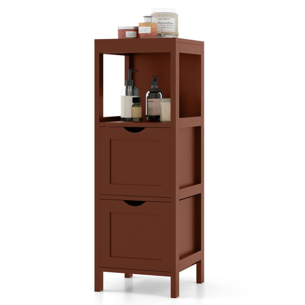 Hommoo Freestanding Storage Cabinet with 2 Removable Drawers for Bathroom-Brown Image 1