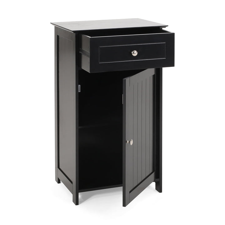 Hommoo Bathroom Free-Standing Floor Cabinet, Practical Storage Cabinet with Drawers and 1 Doors, Black Image 6