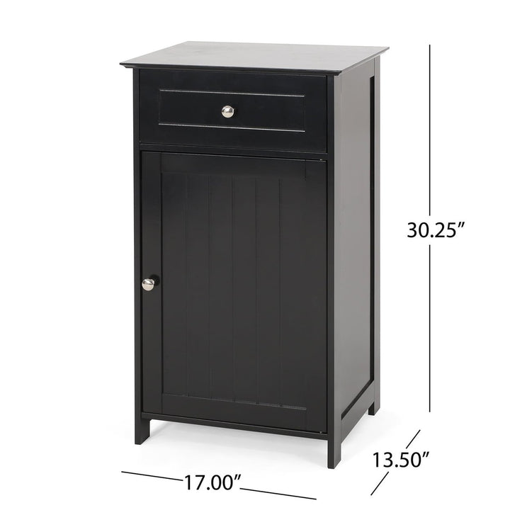 Hommoo Bathroom Free-Standing Floor Cabinet, Practical Storage Cabinet with Drawers and 1 Doors, Black Image 7