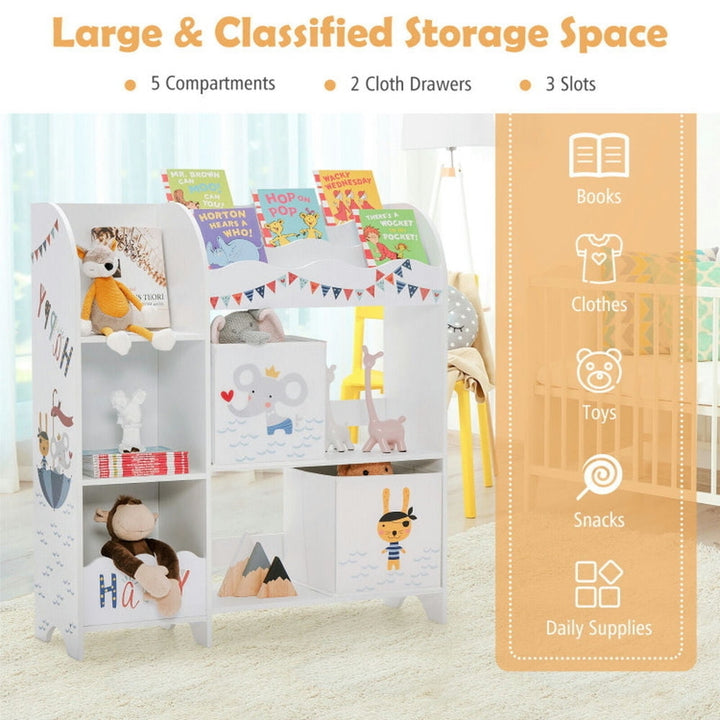 Hommoo Wooden Children Storage Cabinet with Storage Bins, Kids Toy Storage for Kids, Boys, Girls, Nursery Image 6