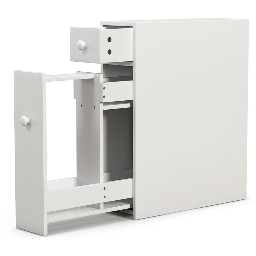 Hommoo White Bathroom Cabinet Space Saver Storage Organizer-White, Image 1