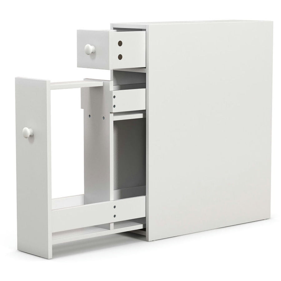 Hommoo White Bathroom Cabinet Space Saver Storage Organizer-White, Image 1