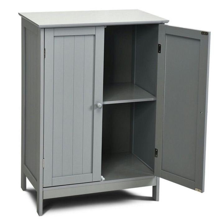 Hommoo Bathroom Floor Storage Double Door Cupboard Cabinet-Gray, Bathroom Cabinets for Entryway Storage, Home Office Image 7