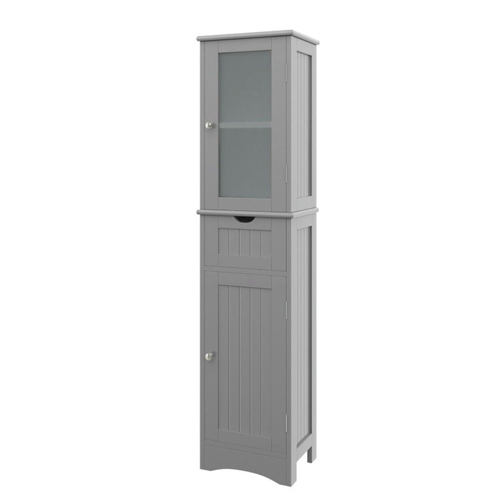 Hommoo Tall Floor Storage Cabinet with 2 Doors and 1 Drawer for Bathroom-Gray, Bathroom Cabinets for Entryway Storage, Image 1