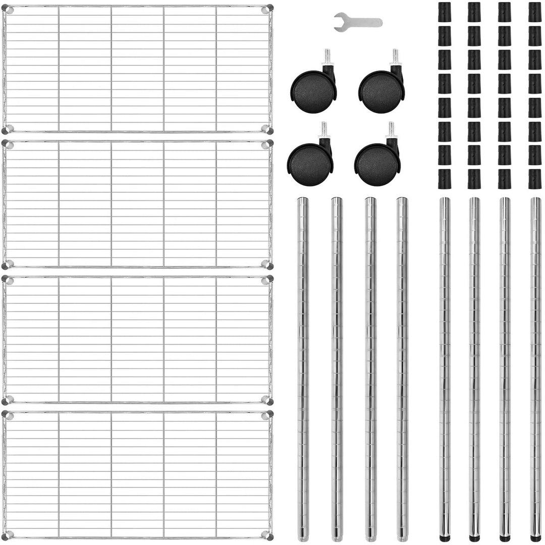 Hommoo 4-Shelf Storage Wire Shelves with Wheels, 4 Tiers Standing Shelving Units Adjustable Metal Organizer Wire Rack Image 2