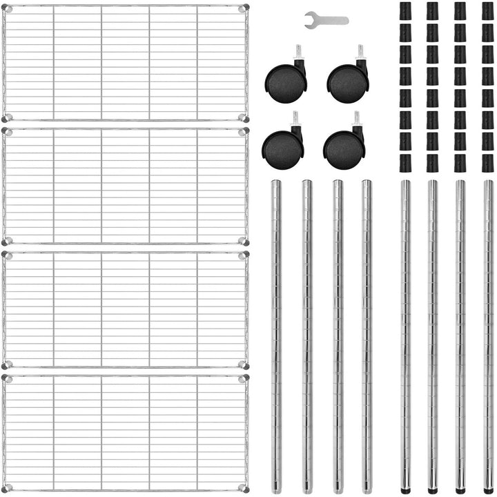 Hommoo 4-Shelf Storage Wire Shelves with Wheels, 4 Tiers Standing Shelving Units Adjustable Metal Organizer Wire Rack Image 2