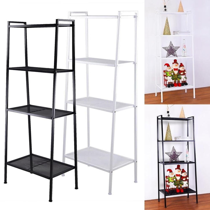 Hommoo 4-Tier Ladder Shelf Bookshelf, Multifunctional Plant Flower Stand Metal Shelf, Industrial Storage Shelves Rack Image 1