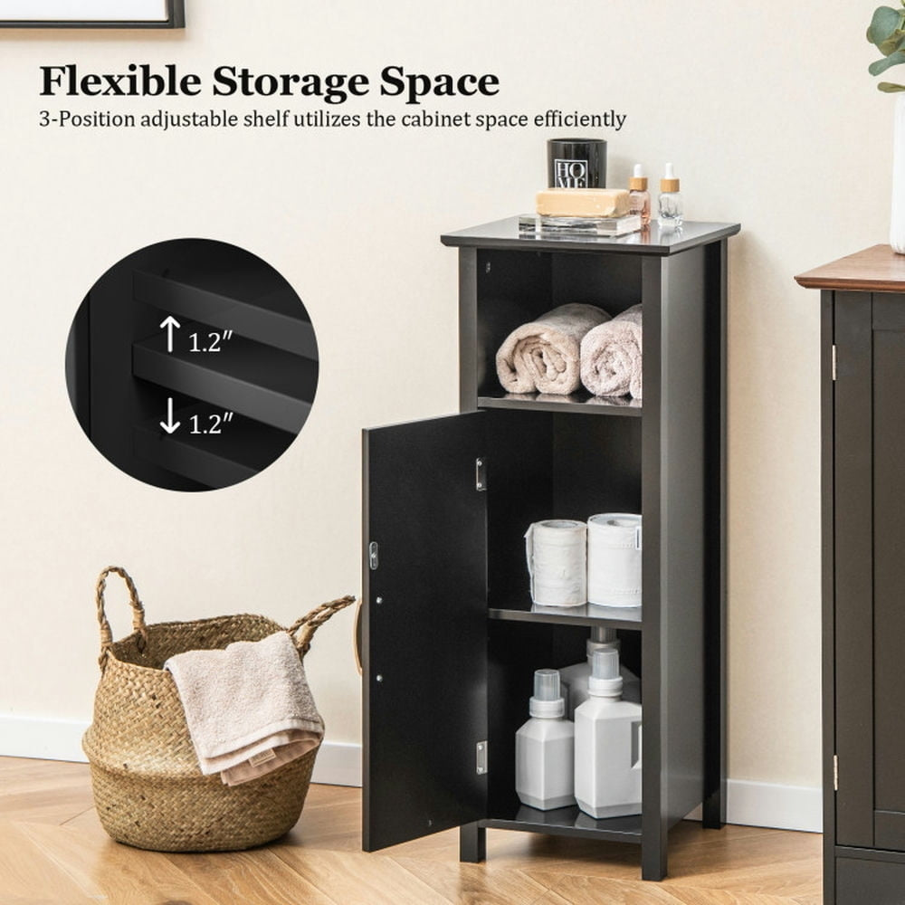 Hommoo Bathroom Storage Organizer with 2-Tier Cabinet-Black, Bathroom Cabinets for Entryway Storage, Home Office Image 5