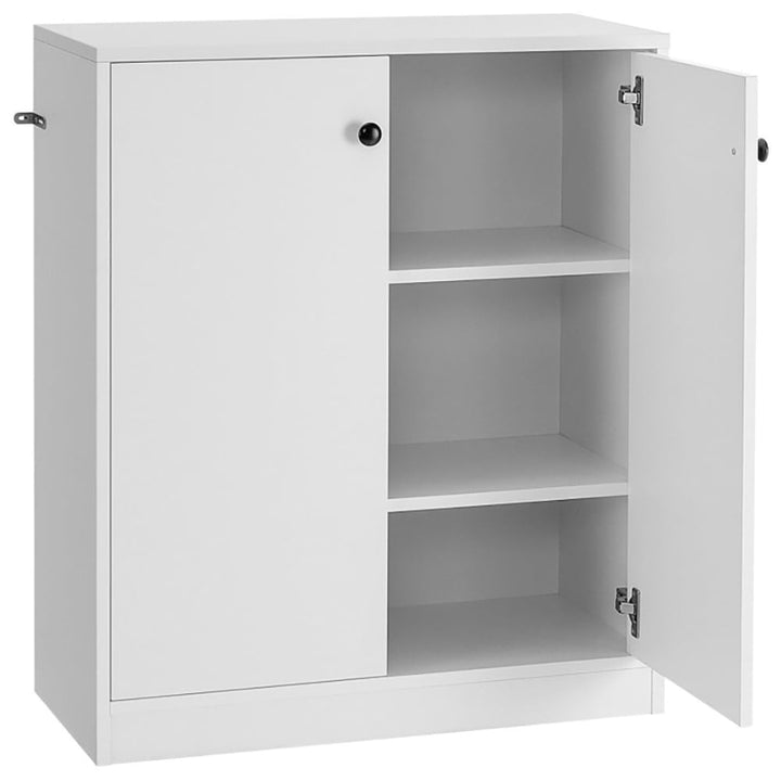 Hommoo 2 Door Storage Base Cabinet with 3-Tier Shelf-White, Organizer Hallway Entryway Cabinet for Living Room Kitchen Image 3