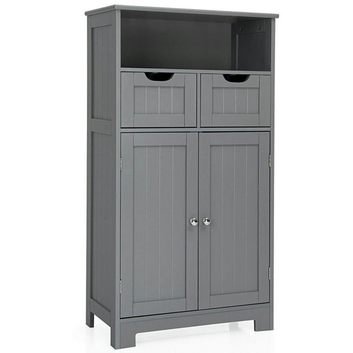 Hommoo Bathroom Wooden Side Cabinet with 2 Drawers and 2 Doors-Gray, Bathroom Cabinets for Entryway Storage, Home Office Image 1