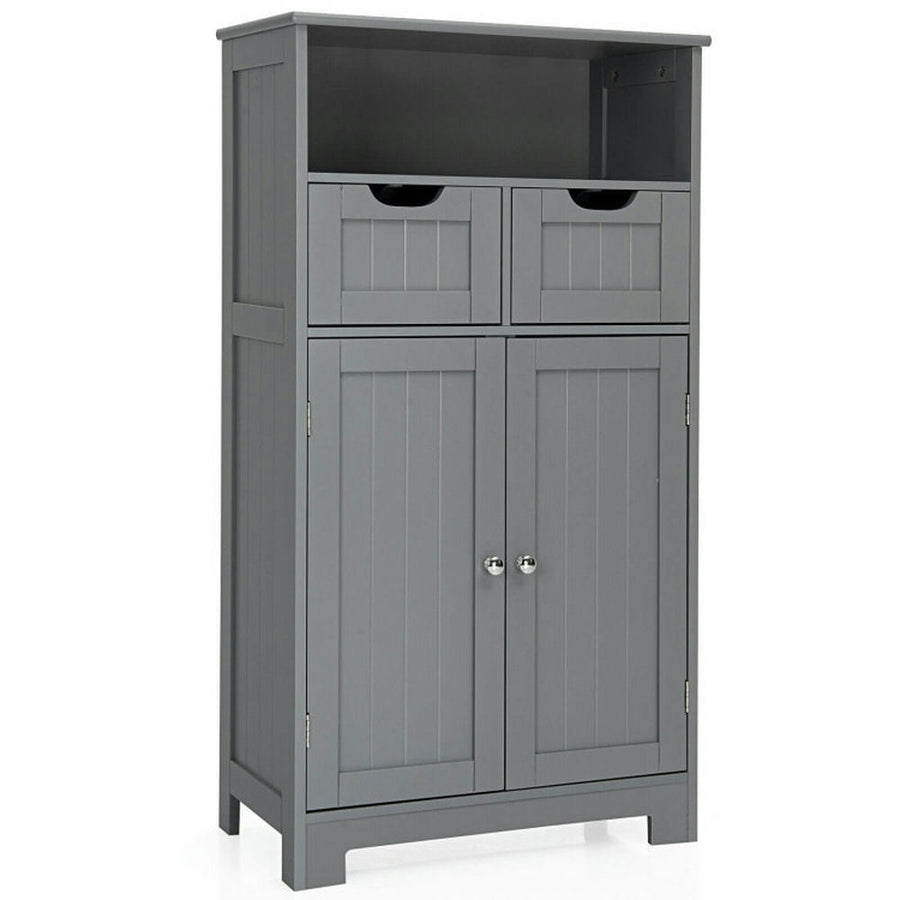 Hommoo Bathroom Wooden Side Cabinet with 2 Drawers and 2 Doors-Gray, Bathroom Cabinets for Entryway Storage, Home Office Image 1