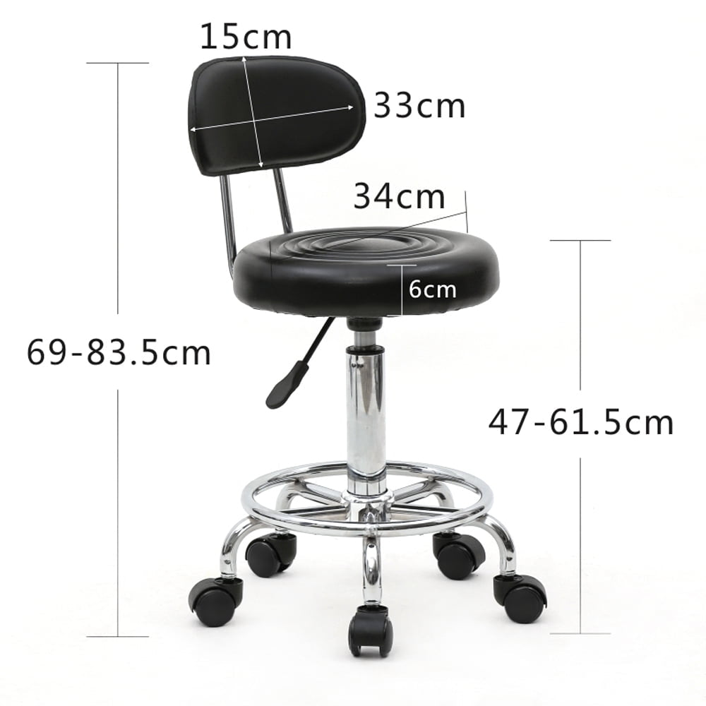 Hommoo Counter Height Bar Stools, PU Leather Adjustable Rolling Chair Bar Chair, Swivel Barstools with Back, Black Image 3