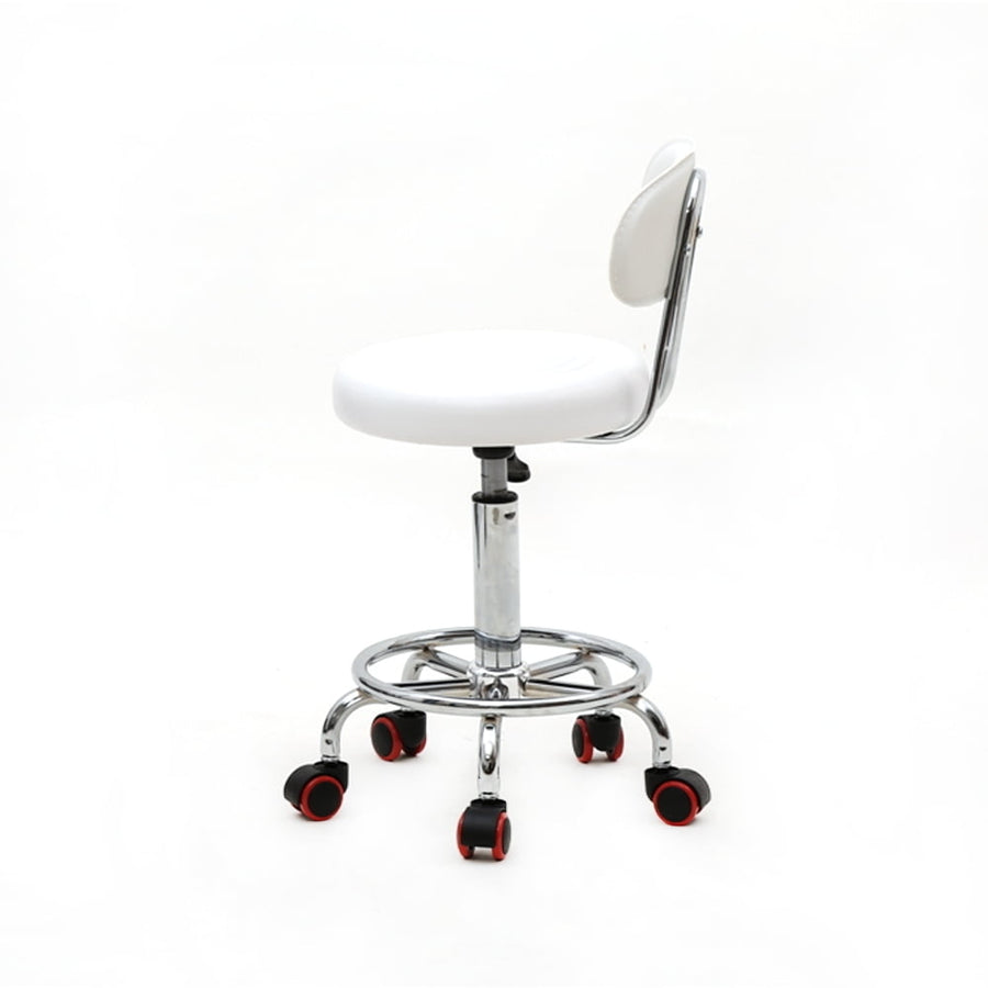 Hommoo Adjustable Armless Swivel Bar Stools with PU Leather, White Image 1