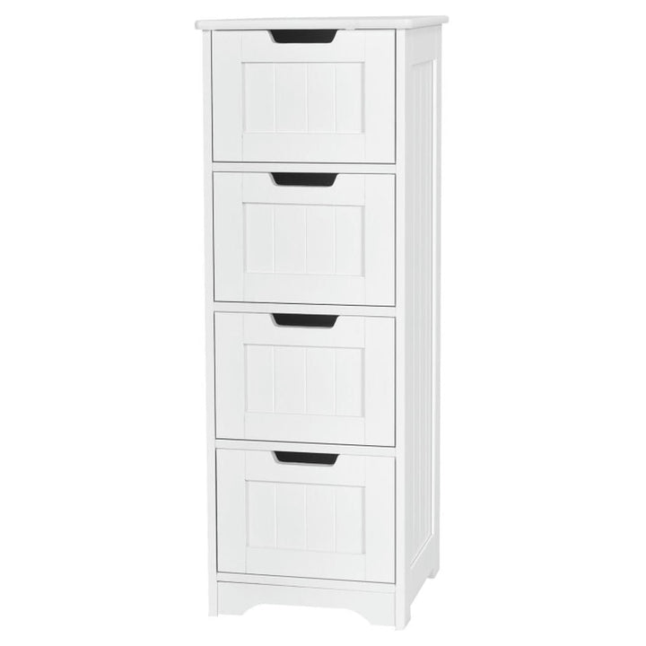 Hommoo Free-Standing Side Storage Organizer with 4 Drawers-White, Bathroom Cabinets for Entryway Storage, Home Office Image 4