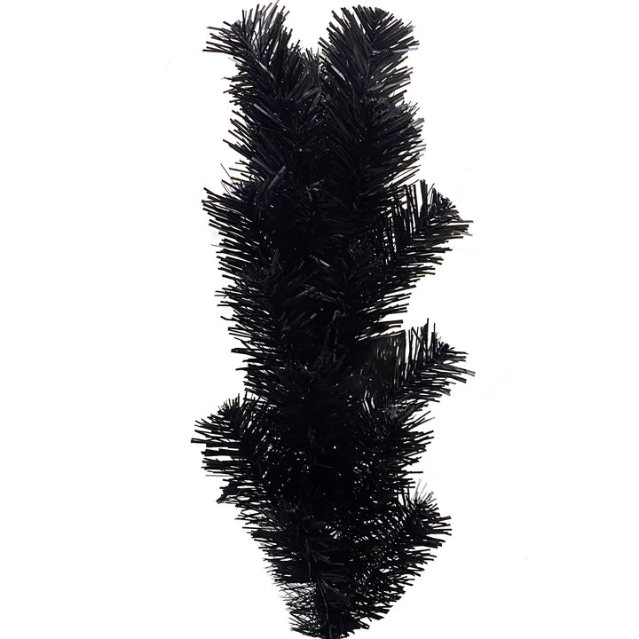 Hommoo 6FT Grinch Style Bent Top Fir Hinged Pre-lit Black Christmas Tree for Holiday Decoration Image 2