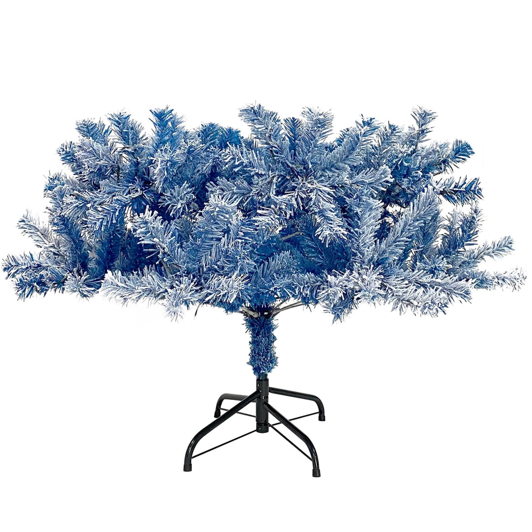 Hommoo 6FT Snow Flocked Fir Hinged Pre-lit Blue Christmas Tree for Holiday Decoration Image 6