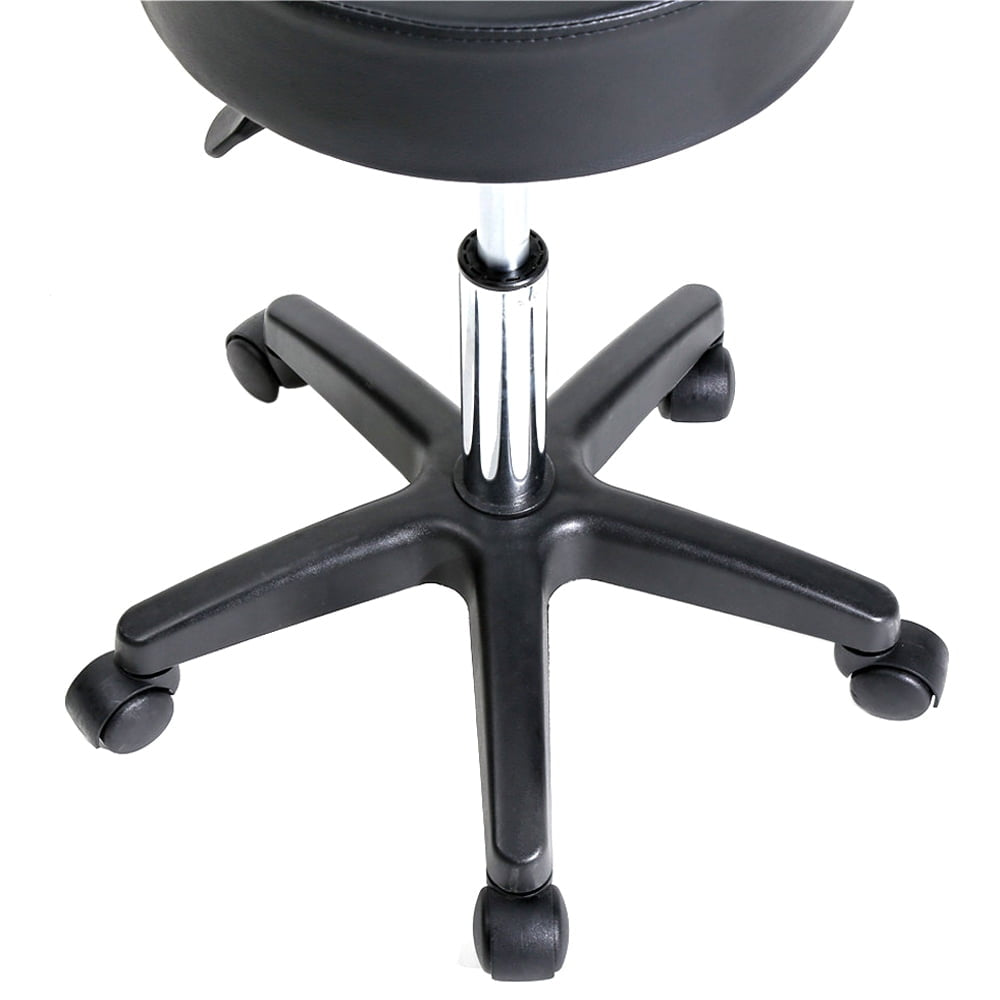 Hommoo PU Leather Bar Stools, Round Salon Stool with Wheels - Black Image 2