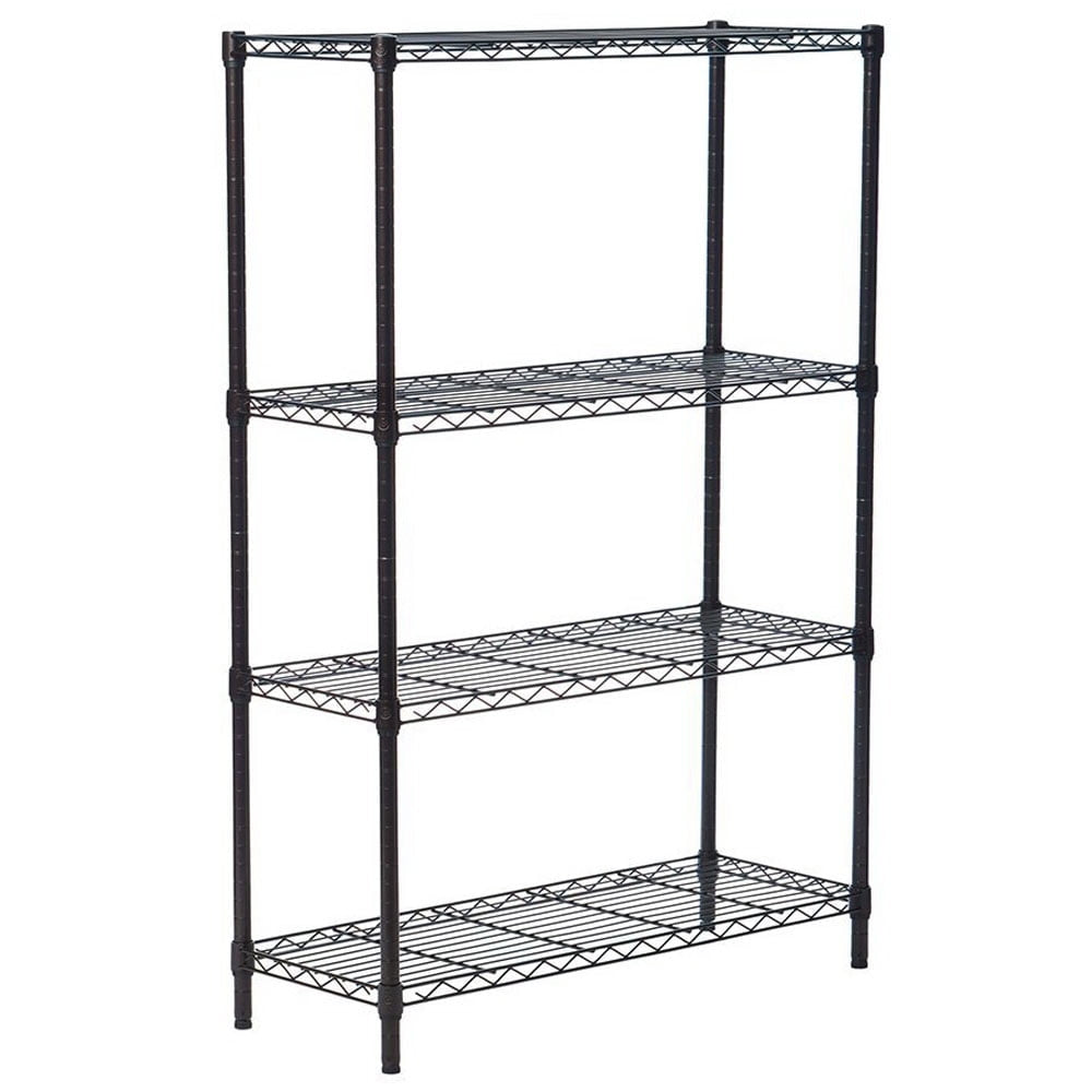 Hommoo 4-Tier Heavy Duty Wide Adjustable Wire Shelving Unit for Garage Storage - Black Image 1