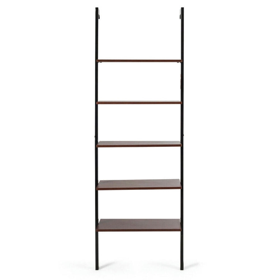 Hommoo Versatile Shelving Unit Bookcase,Bookcases,Bookshelves Corner Shelf,5-Tier Wood Look Ladder Shelf with Metal Image 1