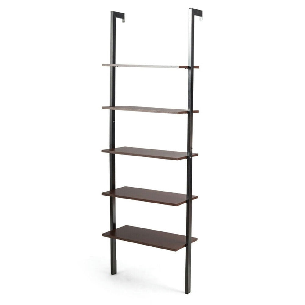 Hommoo Versatile Shelving Unit Bookcase,Bookcases,Bookshelves Corner Shelf,5-Tier Wood Look Ladder Shelf with Metal Image 3