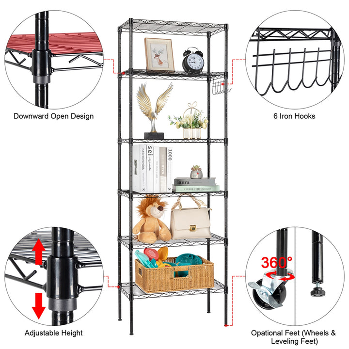 Hommoo 6-Wire Shelving Carbon Steel Storage Rack Shelves, Standing Storage Shelf Units for Laundry Bathroom Kitchen Image 2