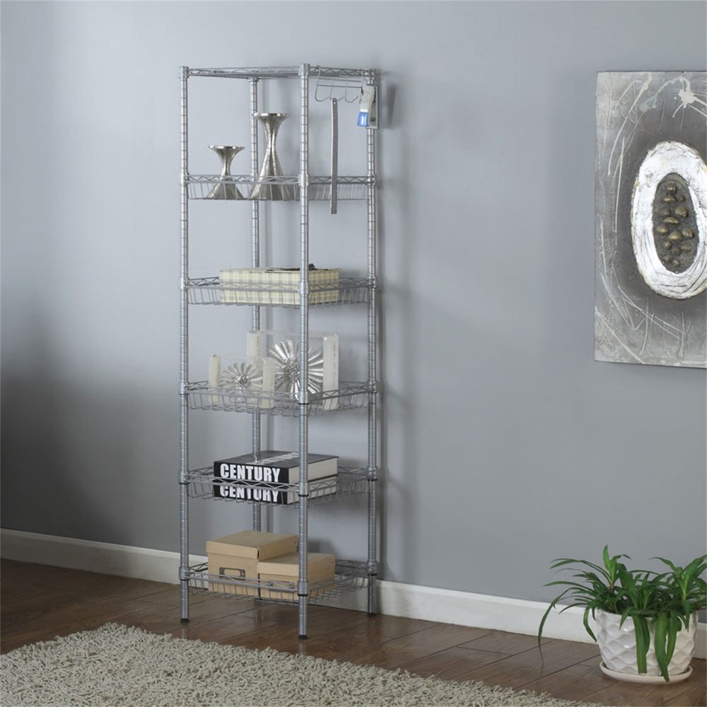 Hommoo 6-Wire Shelving Carbon Steel Storage Shelving Rack, Standing Wire Rack Shelving Units for Laundry Bathroom Image 2