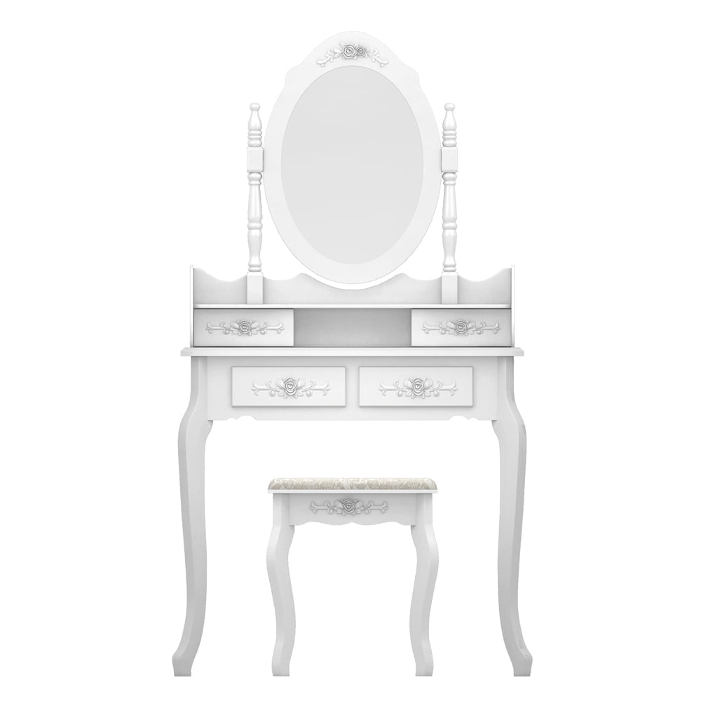 Hommoo Makeup Vanity Set, Dressing Vanity Table Desk for Bedroom, Makeup Table, White Image 4