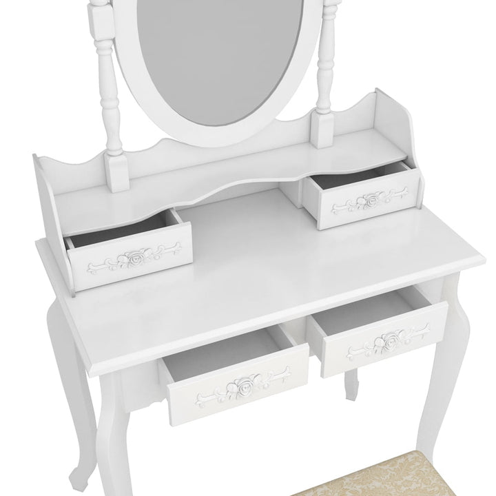 Hommoo Makeup Vanity Set, Dressing Vanity Table Desk for Bedroom, Makeup Table, White Image 5