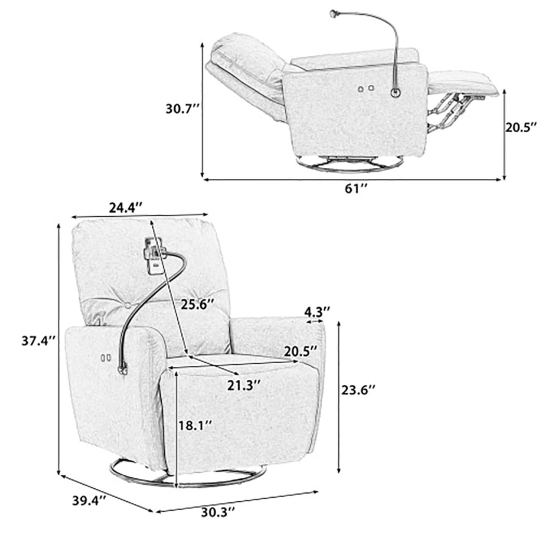 Hommoo 270 Degree Swivel Power Lift Recliner Chair,Recliner Chair Clearance wite a Phone Holder, for Living Room, Orange Image 3