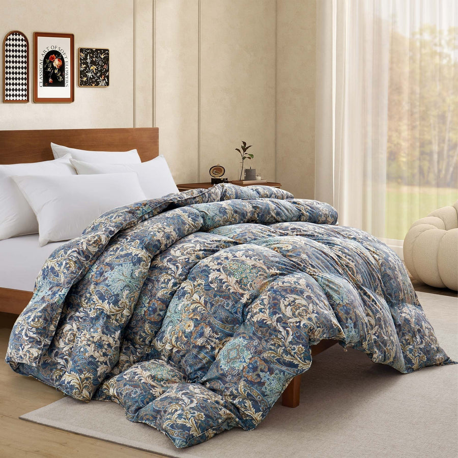 Vintage Paisley Print Heavy Weight Goose Down Comforter - Winter Duvet Image 1