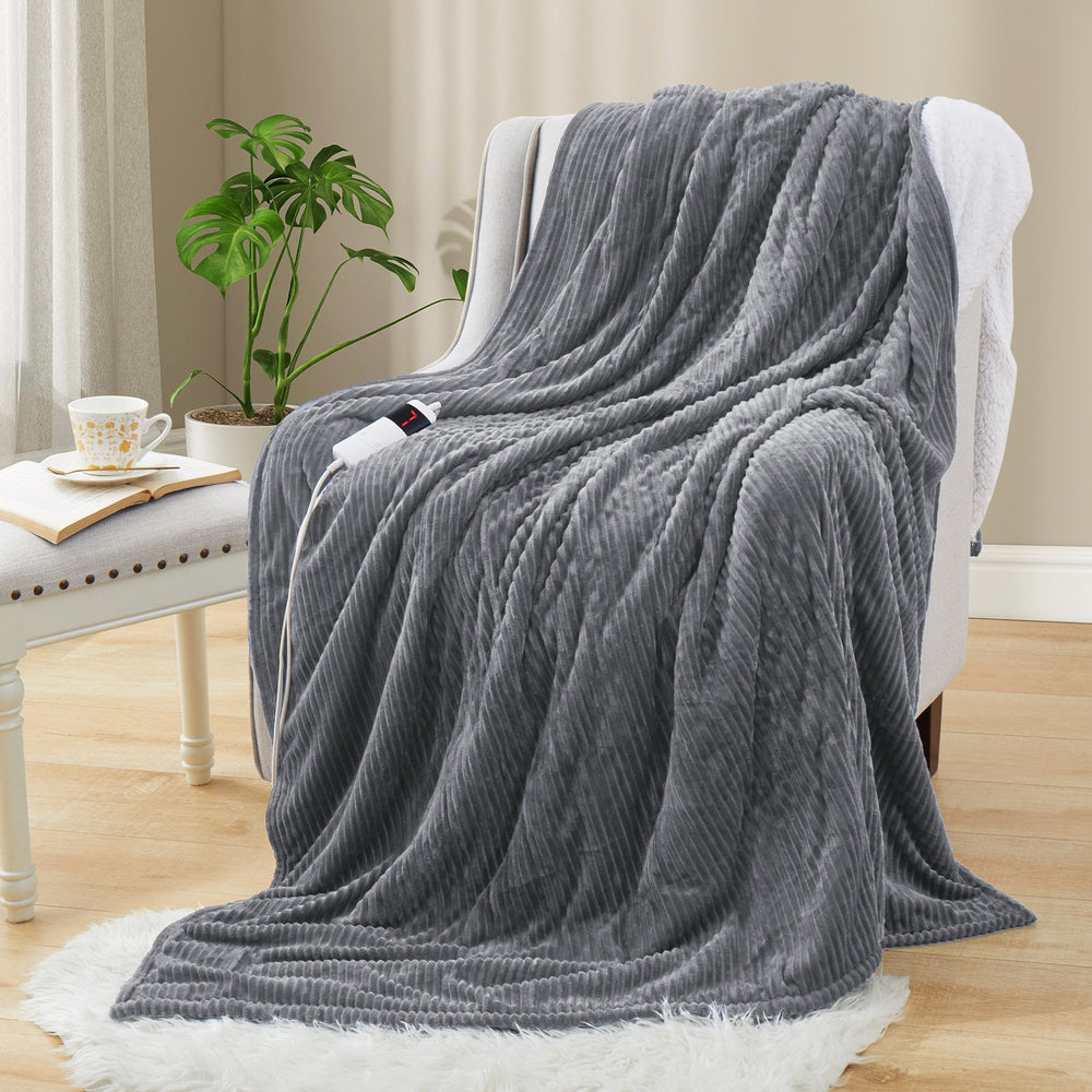 Ultra Soft Flannel Electric Heated Blanket with 10 Heating Levels, Auto Shut-Off Flush Heated Throw Blanket Image 2