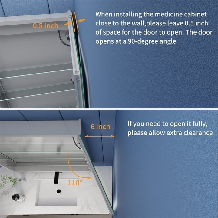 Boost-M1 24x30 Light Medicine Cabinet Recessed Surface Mount Aluminum Shelves Image 10