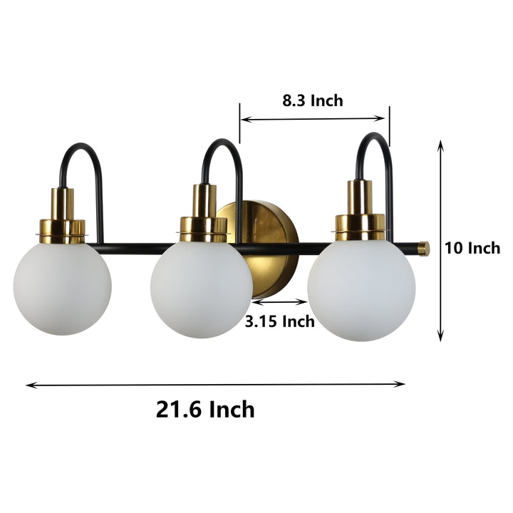 ExBrite 3-Light LED Vanity Light Fixture Dimmable Farmhouse Black Gold Finish Image 5