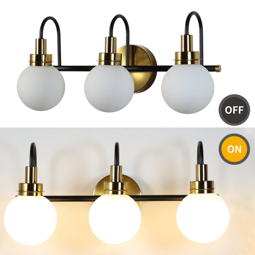 ExBrite 3-Light LED Vanity Light Fixture Dimmable Farmhouse Black Gold Finish Image 6