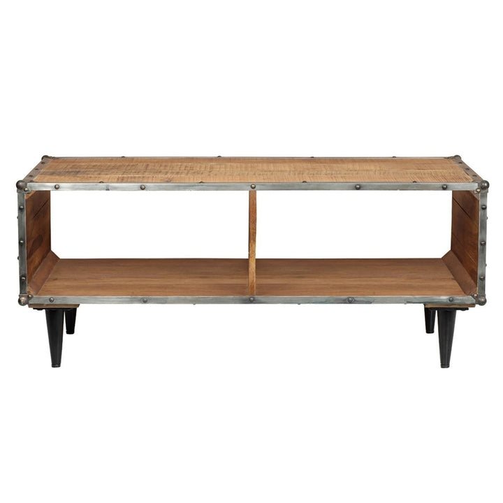 MangoLuxe Coffee Tables,46" Small Coffee Table with Storage Shelf,Modern Wood,Living Room,Reception Room,Rust Brown Image 6