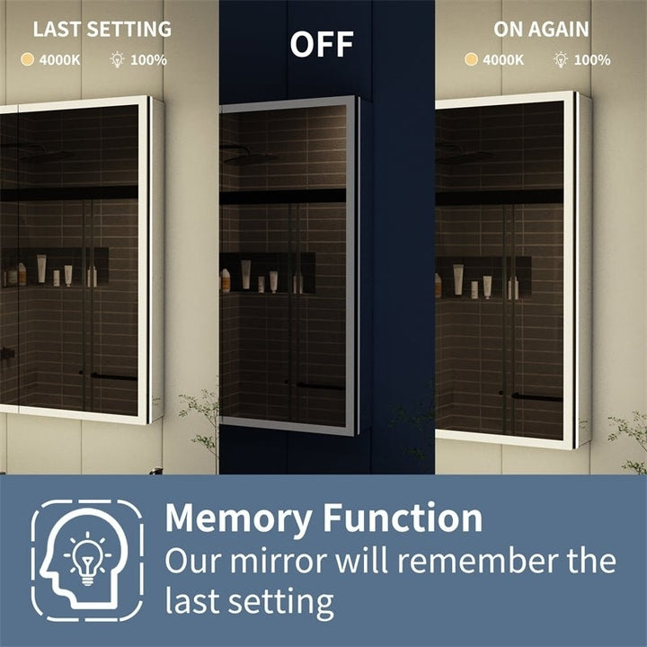 Illusion 72" x 36" LED Lighted Medicine Cabinet with Magnifiers Front and Back Light Image 12