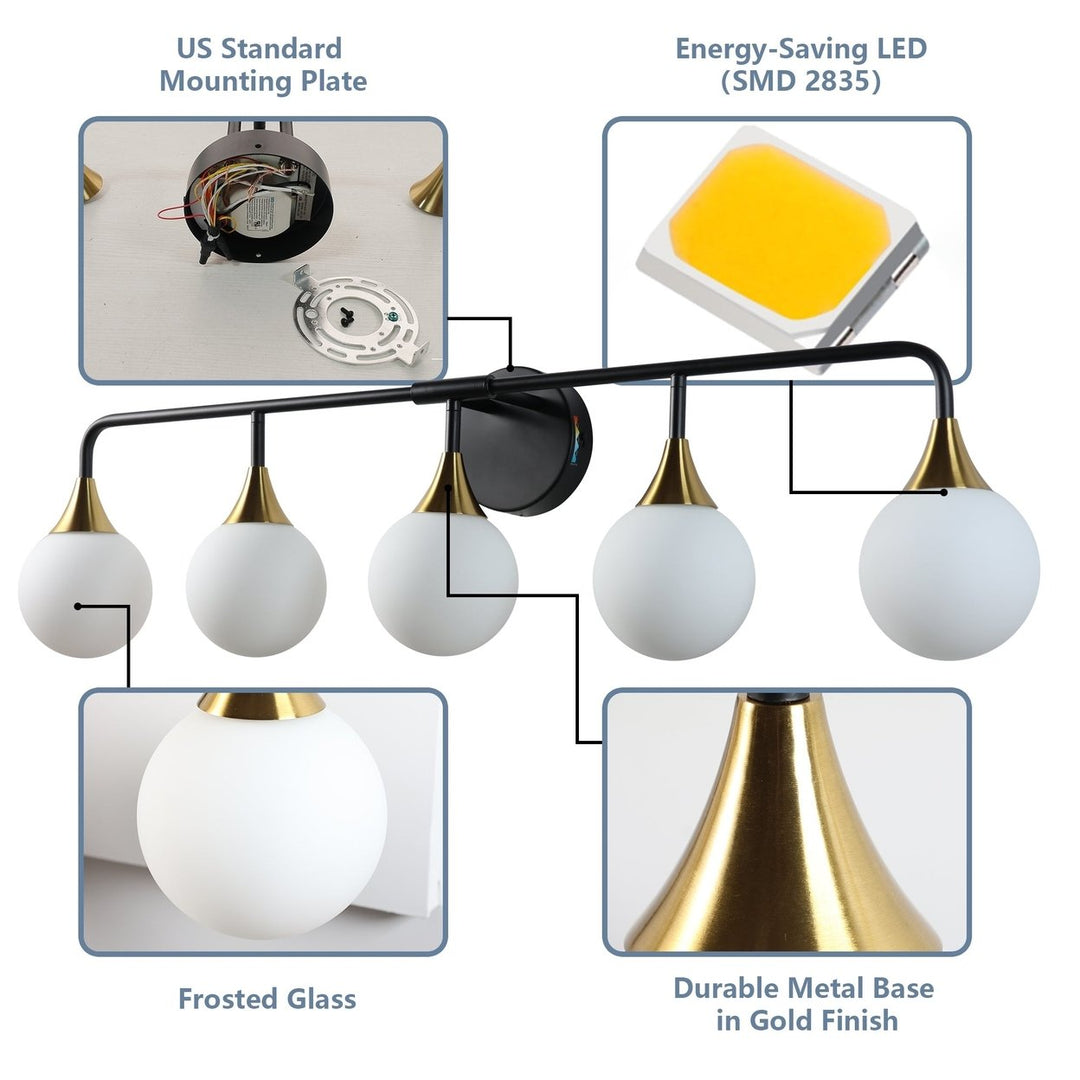 ExBrite 38" LED Vanity Light Dimmable Tri-Color Moisture Resistant Black Gold Image 6